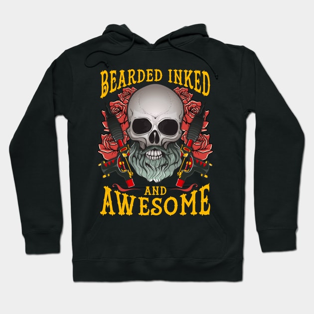 Funny Bearded Inked And Awesome Tattooed Dad Hoodie by theperfectpresents